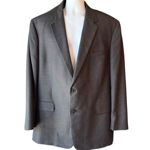 Jos A Bank Sport Coat Silk Wool Blend Blazer Charcoal Brown Box‎ Check Mens 50L
